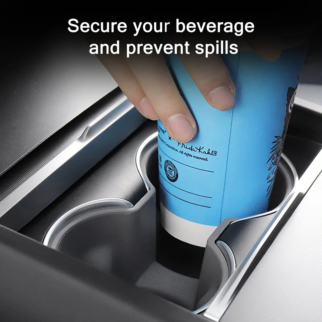 Tesla Model 3/Y Spill-Proof Cup Holder Insert (2024-2026+ Model 3 & 2025.03+ Juniper) | Secure Silicone Design